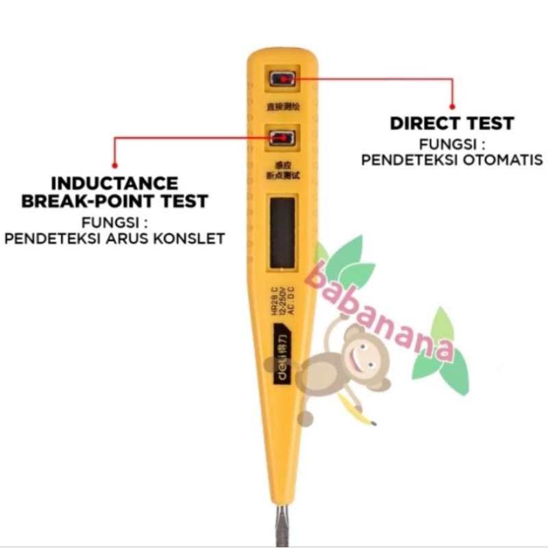 Deli DL8003 Tespen Test pen alat tes listrik 12-250 VAC