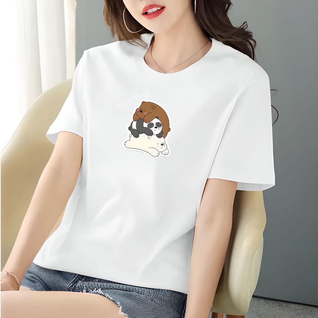 KAOS OVERSIZE WE BARE BEARS LOGO TENGAH T-SHIRT