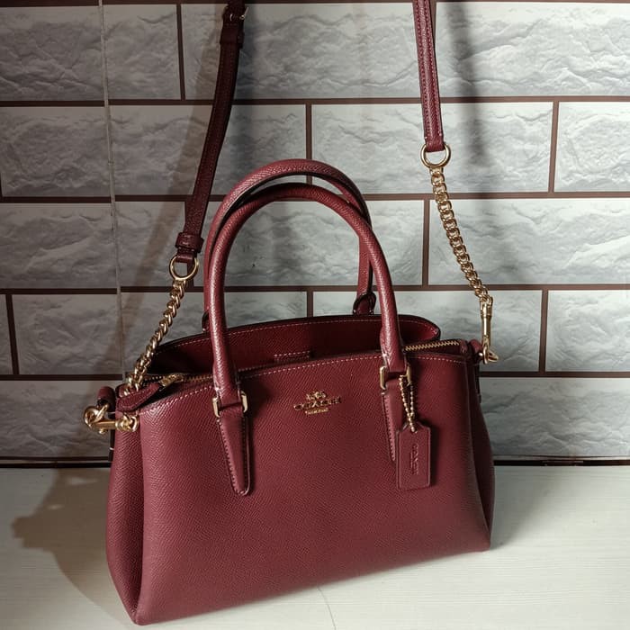 TAS WANITA COACH ORIGINAL - COACH SAGE MINI SATCHEL WINE