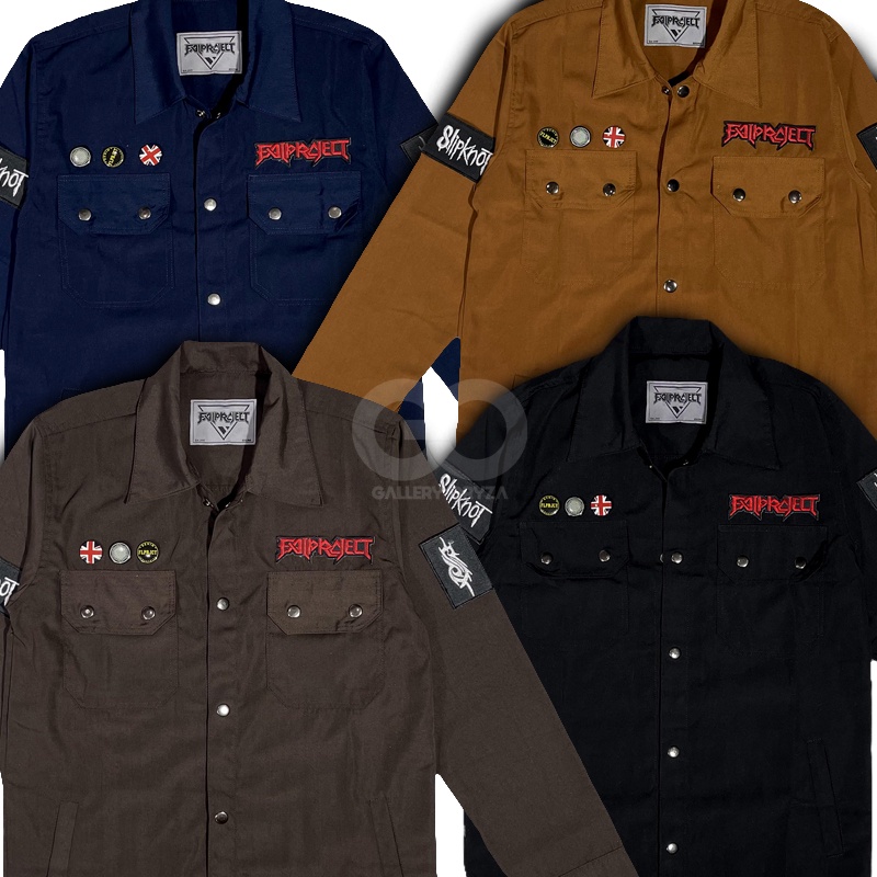 KAMEJA SEMI PARKA  SLIPKNOT - KEMEJA BORDIR LENGAN PANJANG COWOK MURAH - KEMEJA BAND ORGINAL DISTRO 