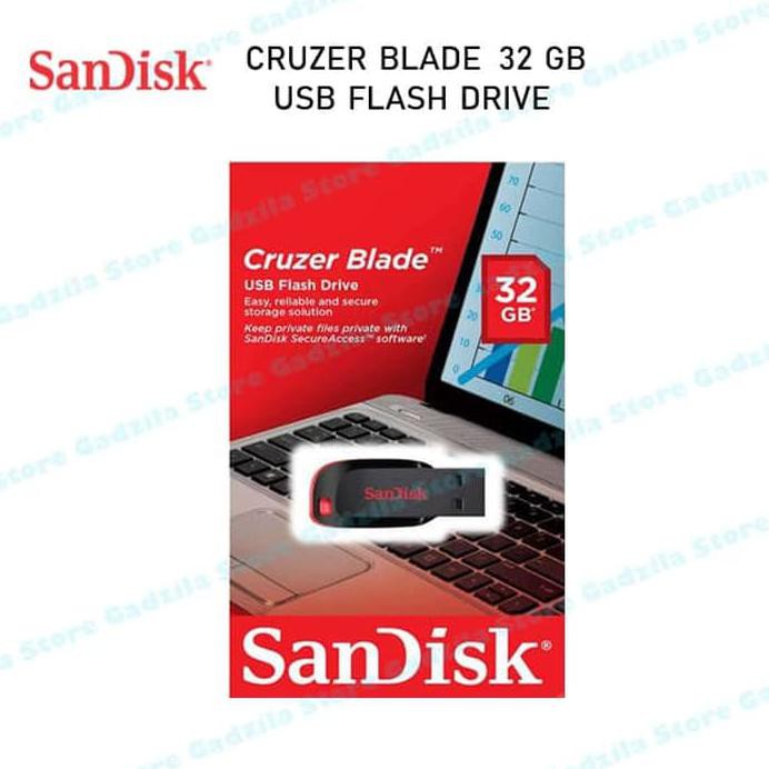 USB FLASHDISK SANDISK 32GB - 32 GB CRUZER BLADE ORIGINAL ORI RESMI BARU FD FLASHDRIVE