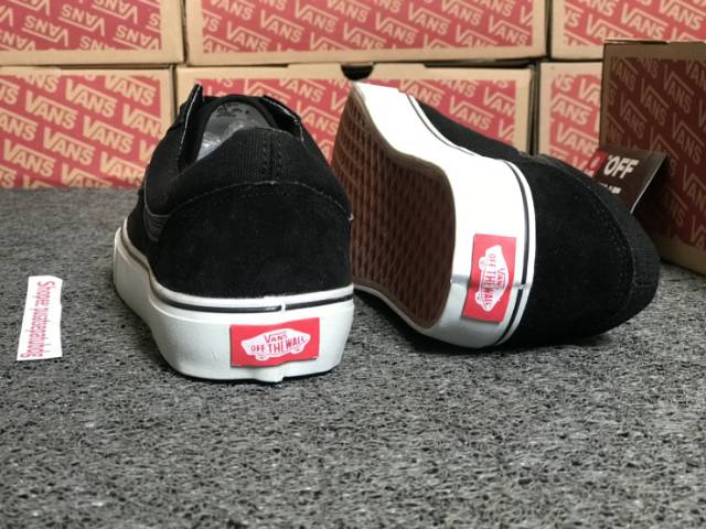 VANS OLDSKOOL BLACK DOPE HITAM PUTIH SNEAKERS PRIA WAFFLE DT