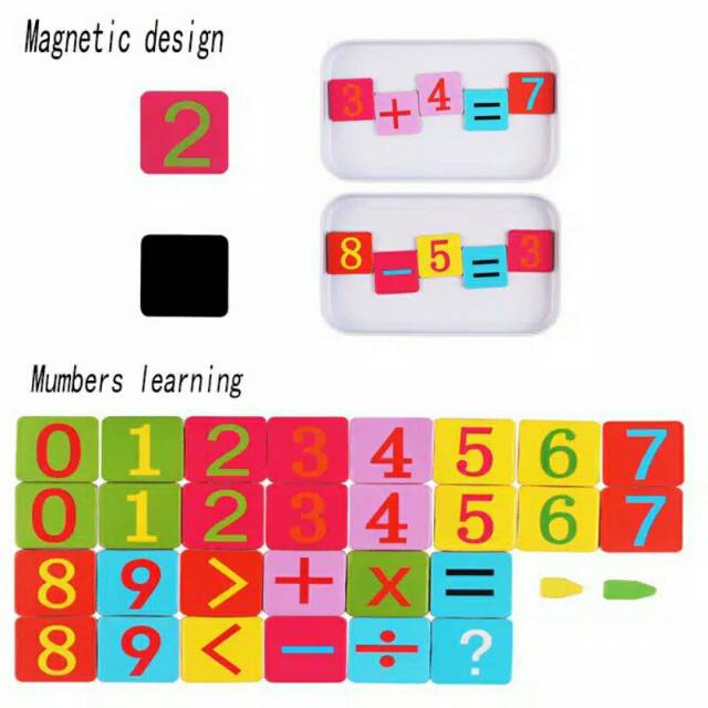 Mainan Puzzle Matematika Kayu Magnet Jam Puzzle Stik Geometri Angka Clock Mainan Edukasi Anak