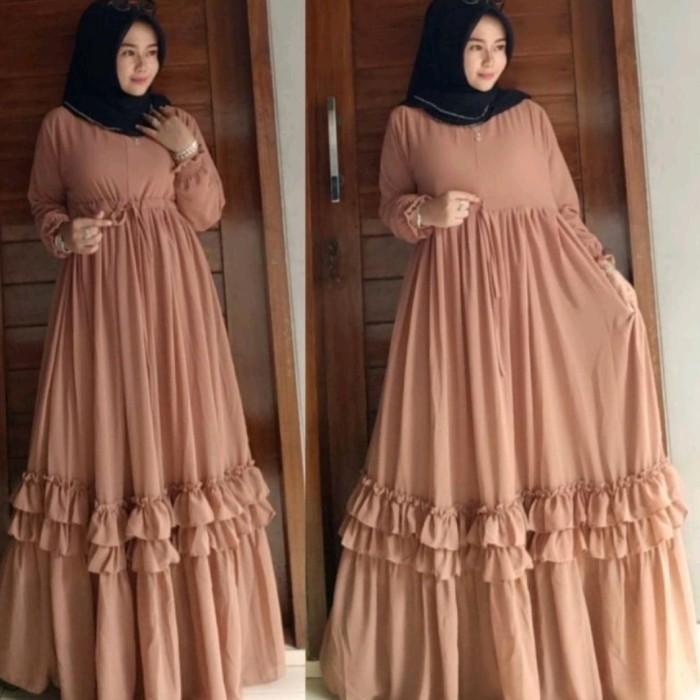 Gamis ceruty babydoll polos rempel umpak / Gamis Ceruty Ainun umpak