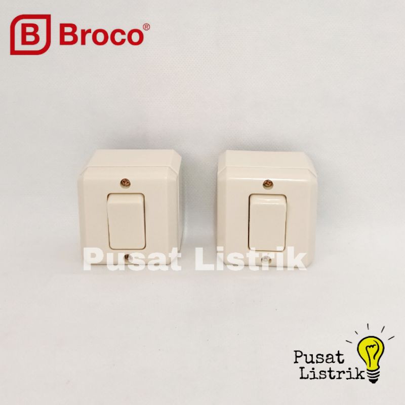 OB Saklar Engkel New Gee Broco Single Switch Outbow Cream Broco