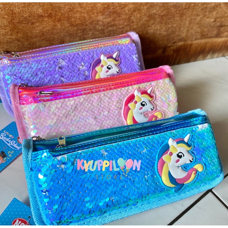 

Tempat Pensil Unicorn Manik Import Lucu Unik / Pencil Case Payet / Kotak Pensil / Alat Tulis