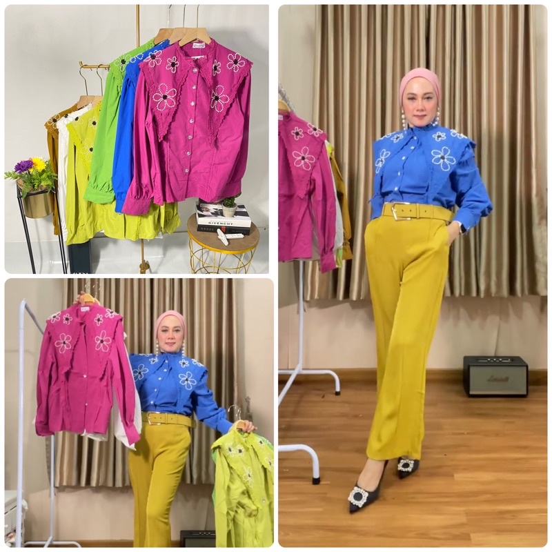 Blouse Kerah Bunga / Three Flora Top Import BKK