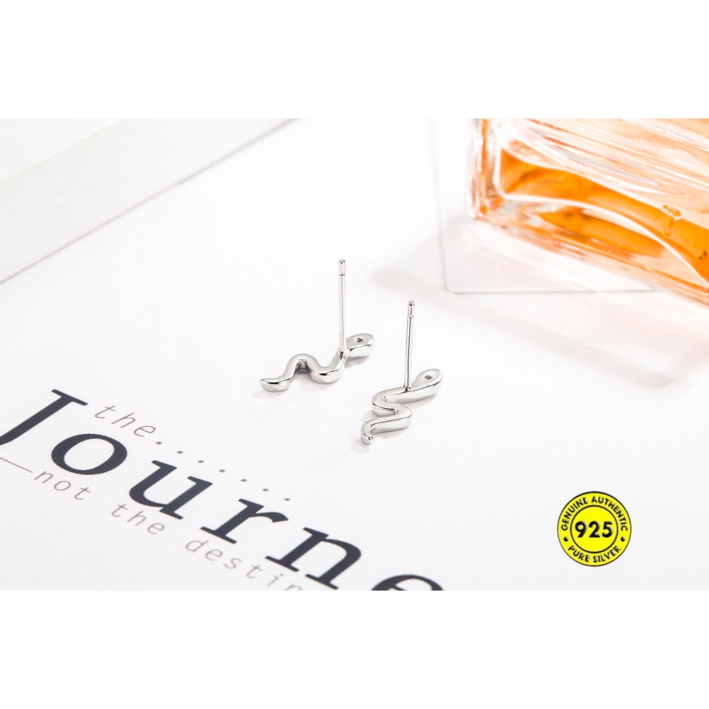 Anting Tusuk Motif Ular Bahan Sterling Silver 925 Anti Alergi Untuk Unisex / Pria / Wanita