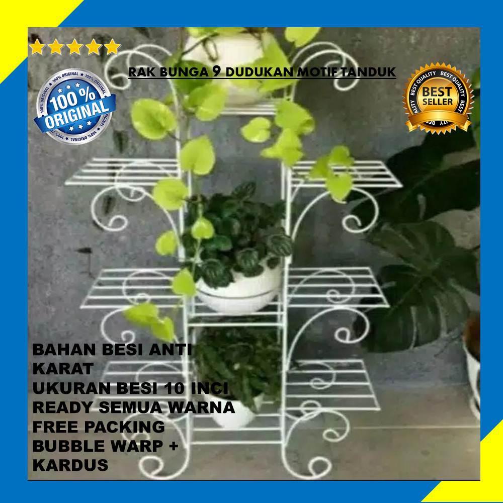 Rak Bunga Susun Besi Tanaman Hias Minimalis 9 Susun Model Tanduk