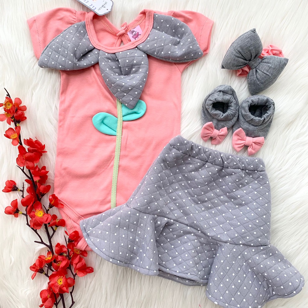 Baju setelan jumper bandana sepatu lucu bestseller fashion anak bayi cewek perempuan murah -FLO