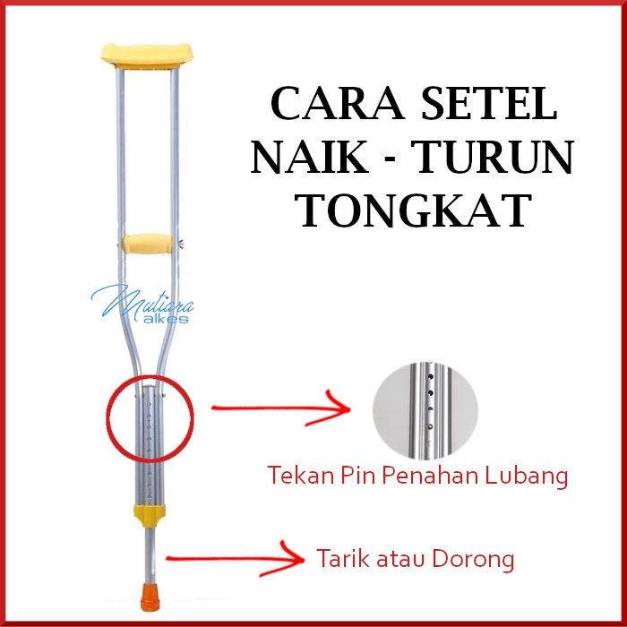 (MUTIARA ALKES) Tongkat Ketiak per 1pcs - Kruk - Tongkat bantu jalan GEA ONEHEALTH GENERAL CARE