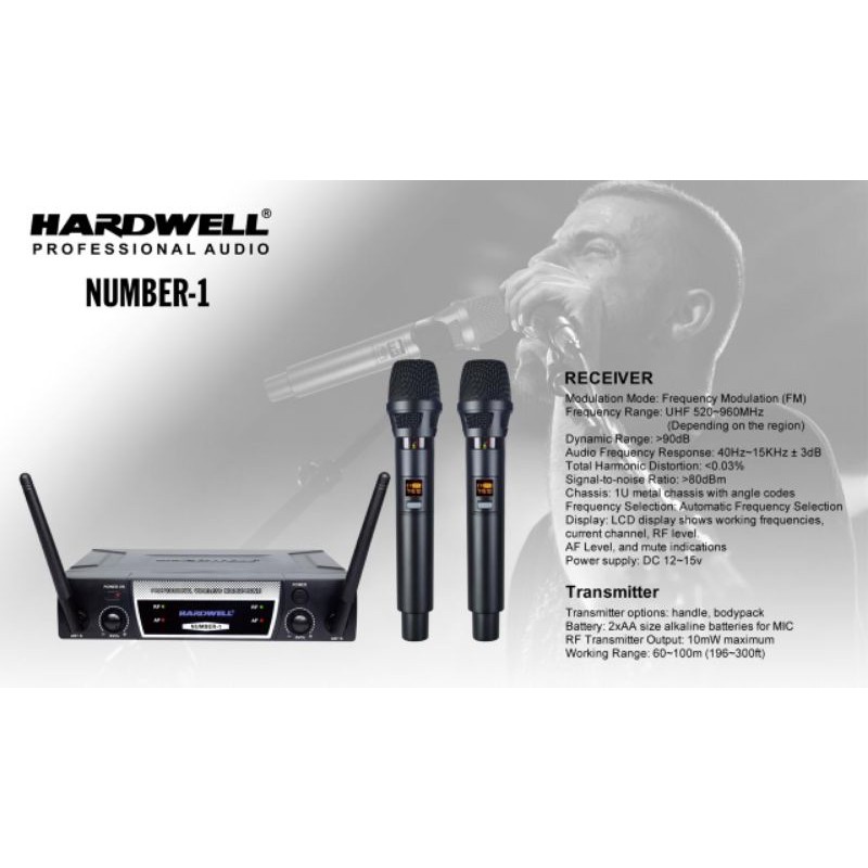 MIC KARAOKE MICROPHONE WIRELESS HARDWELL NUMBER-1 NUMBER 1 MIK HANDHELD