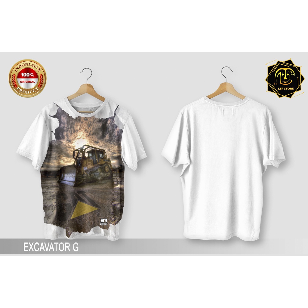 [ BAYAR DI TEMPAT ] BAJU PRINTING GAMBAR EXCAVATOR G -  KAOS DISTRO ORIGINAL GAMBAR ALAT BERAT BULLD