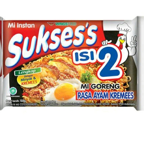 

Suksess Mie Goreng Rasa Ayam Kremess Isi 2 133G