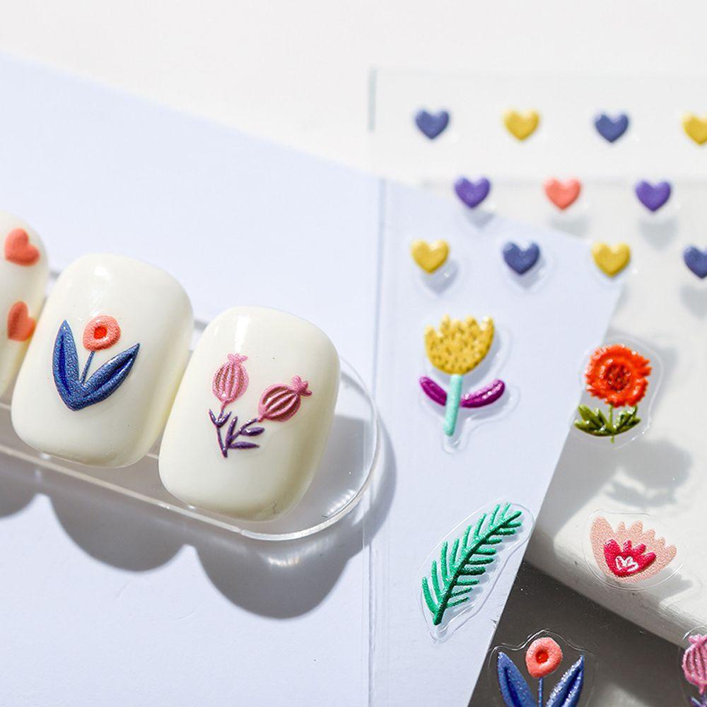 Needway Kartun Stiker Kuku Lucu Fashion Chipmunk Cinta Hati Perekat Diri DIY Nail Art Dekorasi