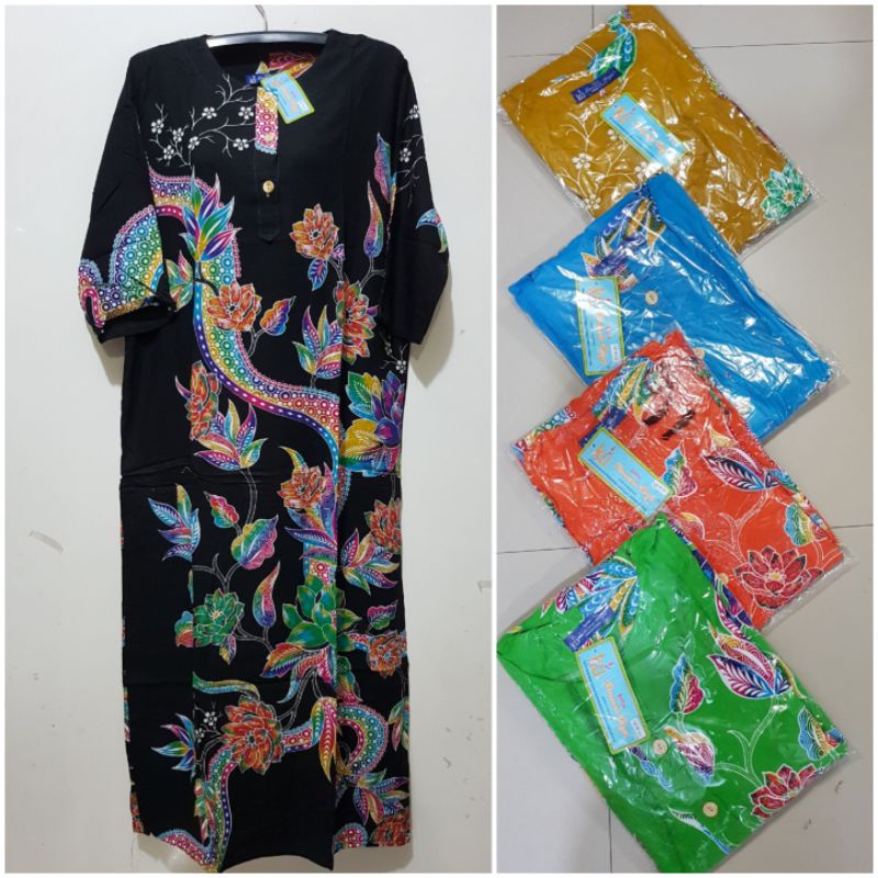 YULI - LONGDRES 19 LD 110 CM PB 130 CM TANGAN 3/4 BATIK KENCANA UNGU LEBEL BIRU KUB