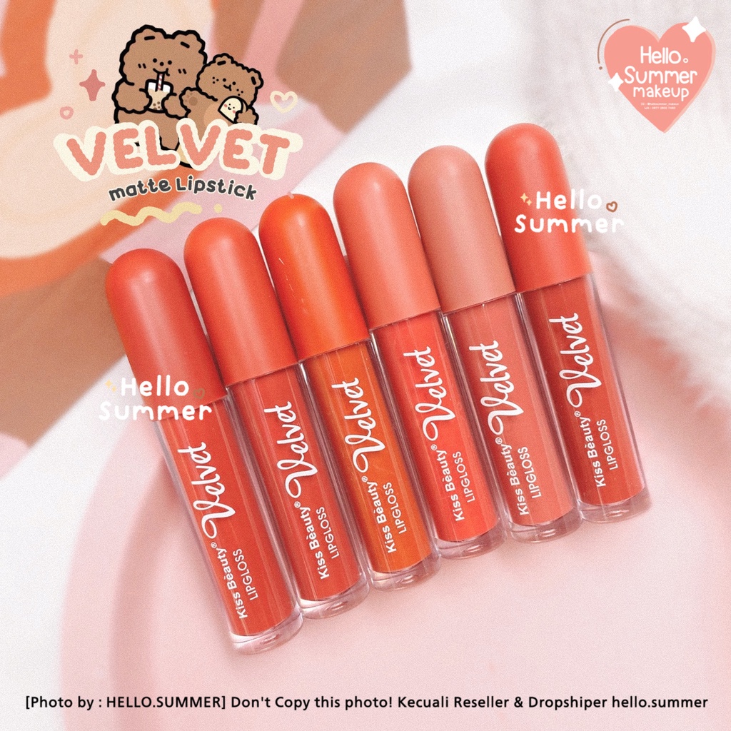 𝐌𝐀𝐓𝐓𝐄 𝐋𝐈𝐏𝐒𝐓𝐈𝐂𝐊 - Kiss Beauty Pink Brown Velvet Matte Lipgloss Longlasting Tahan Lama 5ml