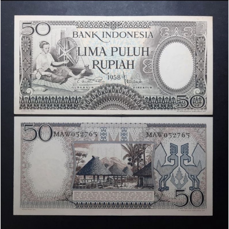 UANG KUNO 50 RUPIAH SERI PEKERJA 1958  GRADE UNC KOLEKSI HOBI