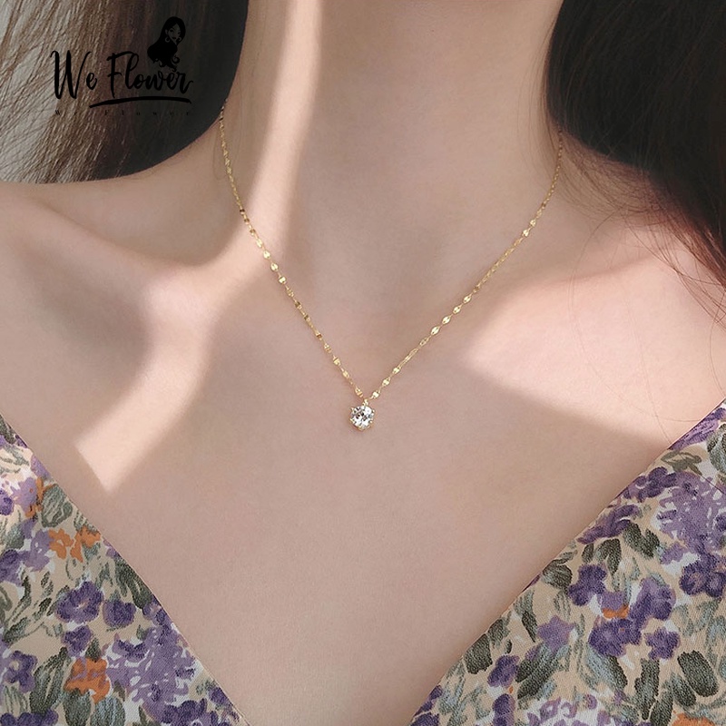 We Flower Kalung Dengan Liontin Kristal Mewah Untuk Wanita