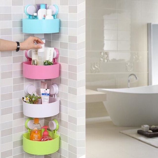 Rak sudut tempel tanpa paku tanpa bor rak kamar mandi tempel