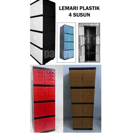 Lemari Pakaian Plastik Susun 4 Tri-J / Lemari 4 Susun Tri J/ Lemari Tri J / Rak Baju Tri J / Lemari Pakaian Tri J / Lemari Baju Tri J