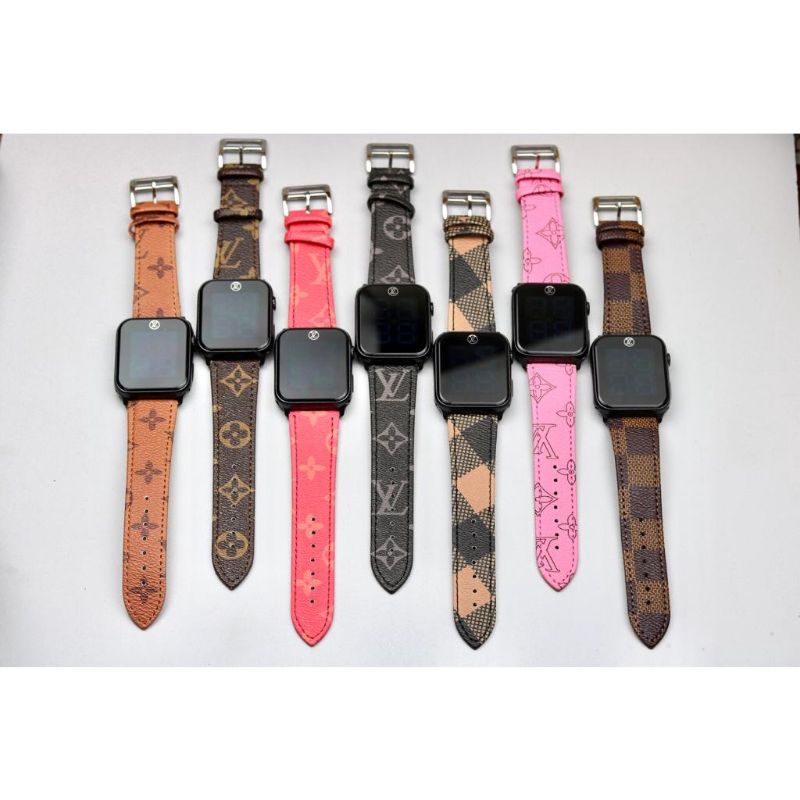 Jam tangan digital LV-3257 Fitur touch screen strap kulit Free box exclusive Fullset