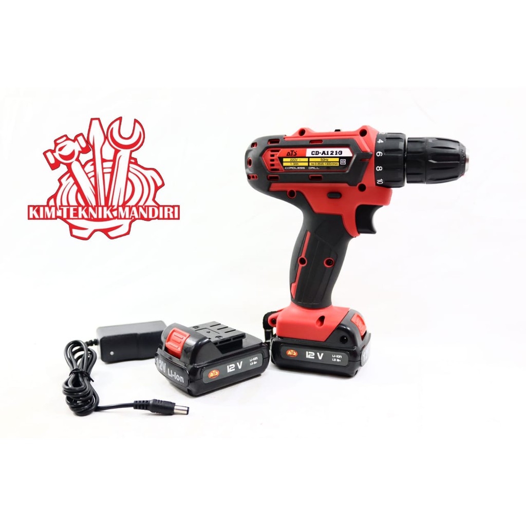 MESIN BOR BATERAI CORDLESS DRILL 12 V ATS HIGH QUALITY
