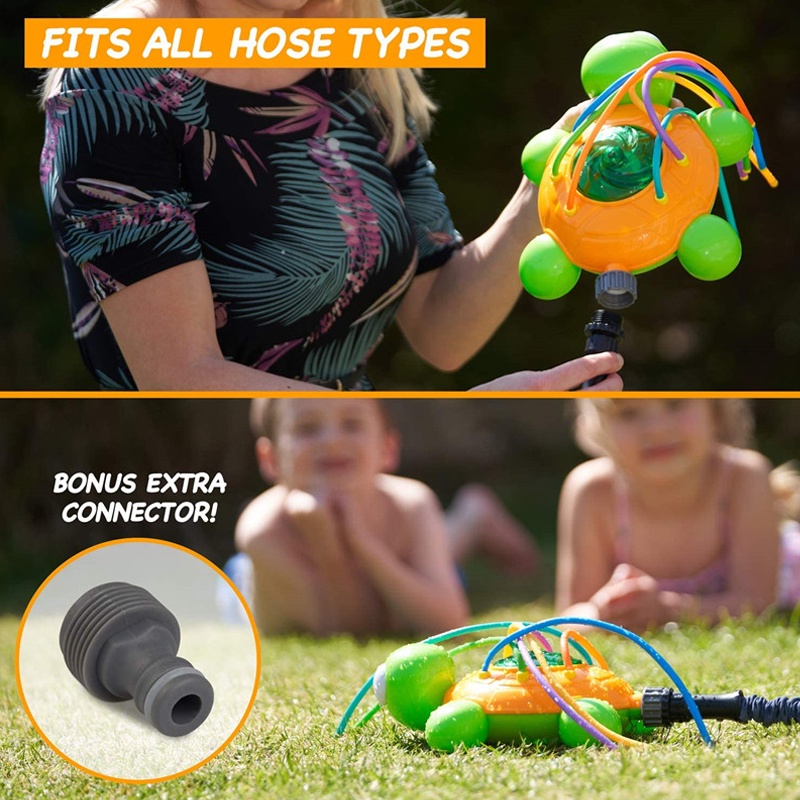 New Outdoor Water Spray Sprinkler for Kids - Backyard Spinning Turtle Ladybug Toy Splashing Fun for Summer Days- Attaches to Garden Hose