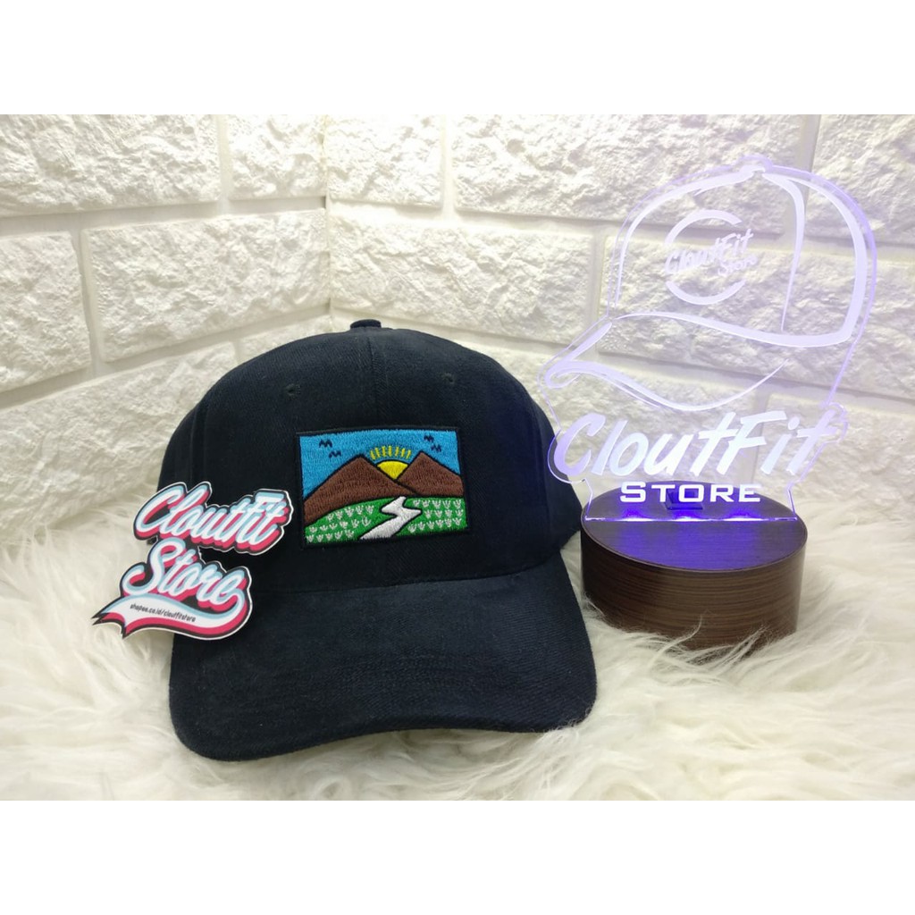 Topi Bordir Gunung Sawah Nature Pemandangan Lukisan Sd Snapback 5