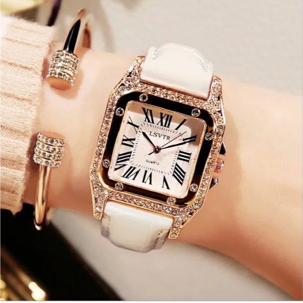 LDS J007 JAM TANGAN PETAK DIAMOND FASHION WANITA JAM IMPORT BATAM MURAH JAM IMPORT KEKINIAN