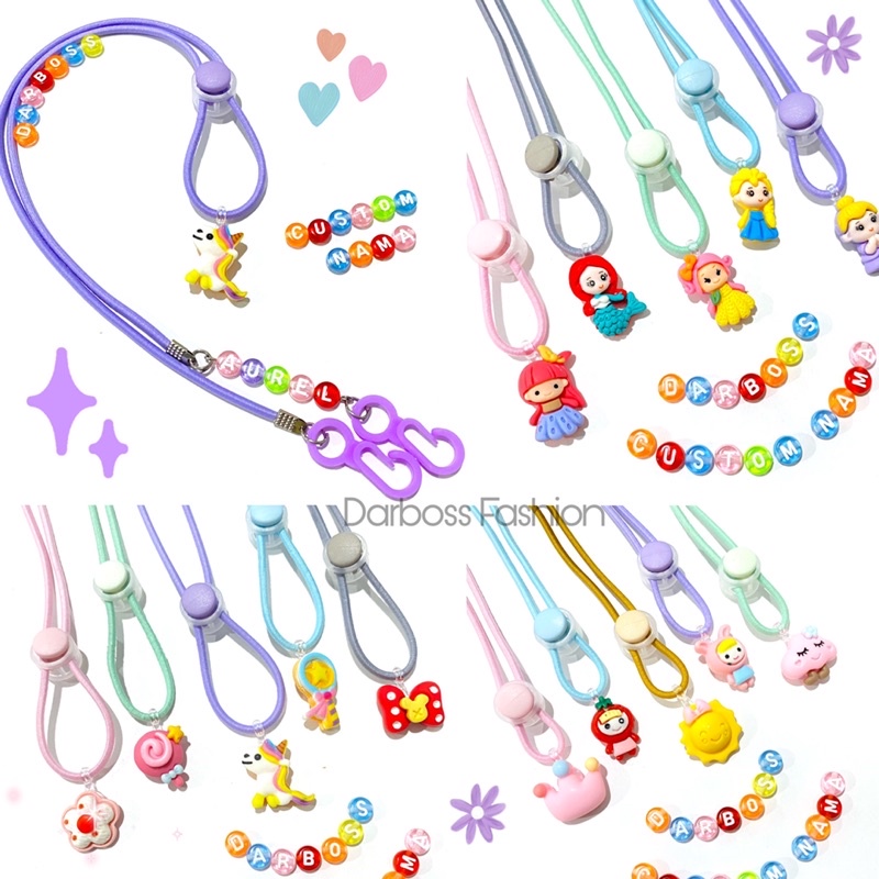 [GRATIS CUSTOM NAMA] Strap Masker Anak dan Dewasa bisa / Tali Kalung Masker / Strap Masker 2in1 / Konektor Masker Hijab headloop earloop / Pengait Masker / Mask Extender / Srep Masker / Strep Masker / Kalung Masker / Tali Masker stopper clay resin