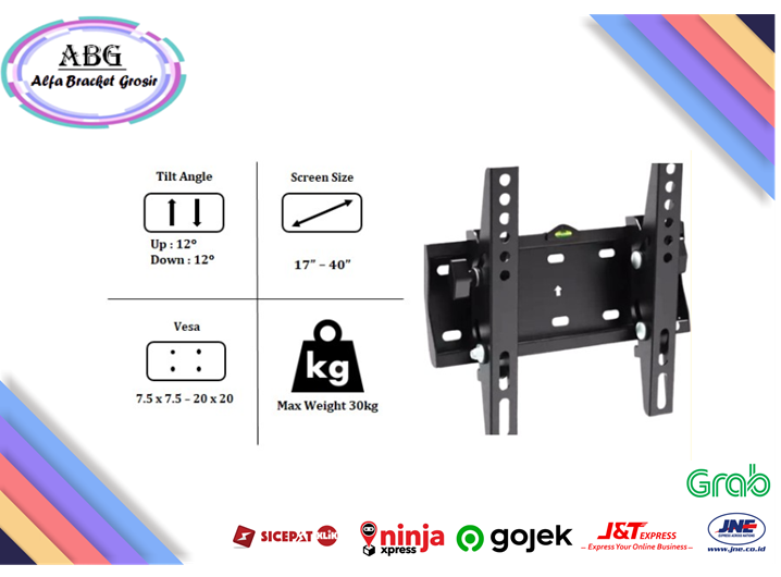 Bracket TV 43 40 32 24 17 inch, Braket TV Samsung LCD LED 17 - 43 Premium