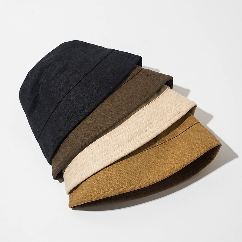 Topi Bucket Bahan Katun Linen Warna Solid Gaya Korea Untuk Unisex