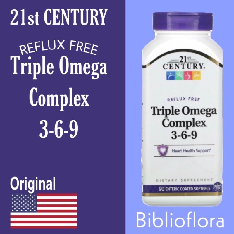 21st Century Triple Omega Complex 3-6-9 90 Coated Softgels Reflux Free