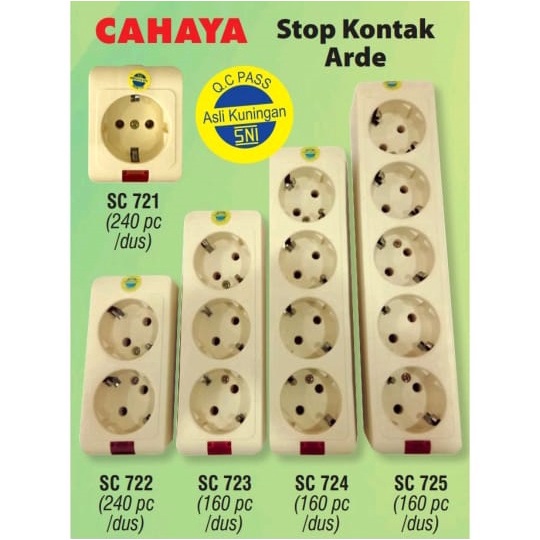 Stop Kontak Arde 1/2/3/4 Lubang Cahaya