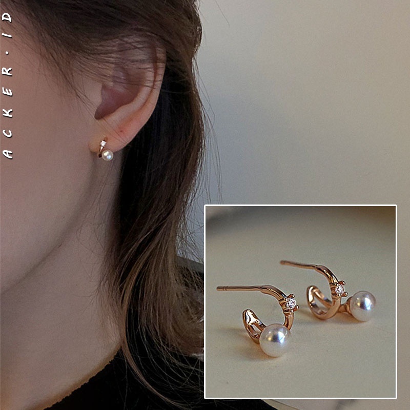 [ACKER] 18K Anting Pejantan Berlian Mutiara Emas Premium Untuk Wanita