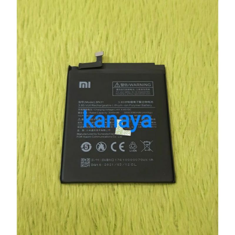Batre Baterai Battery Xiaomi BN31 / Redmi Note 5A Original