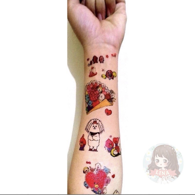 TATTOO TEMPORARY/ TATO SEMENTARA BT$/BT2I ARMY BANGTAN KPOP UNTUK BADAN/ TANGAN/ KACA/LEMARI/ PINTU