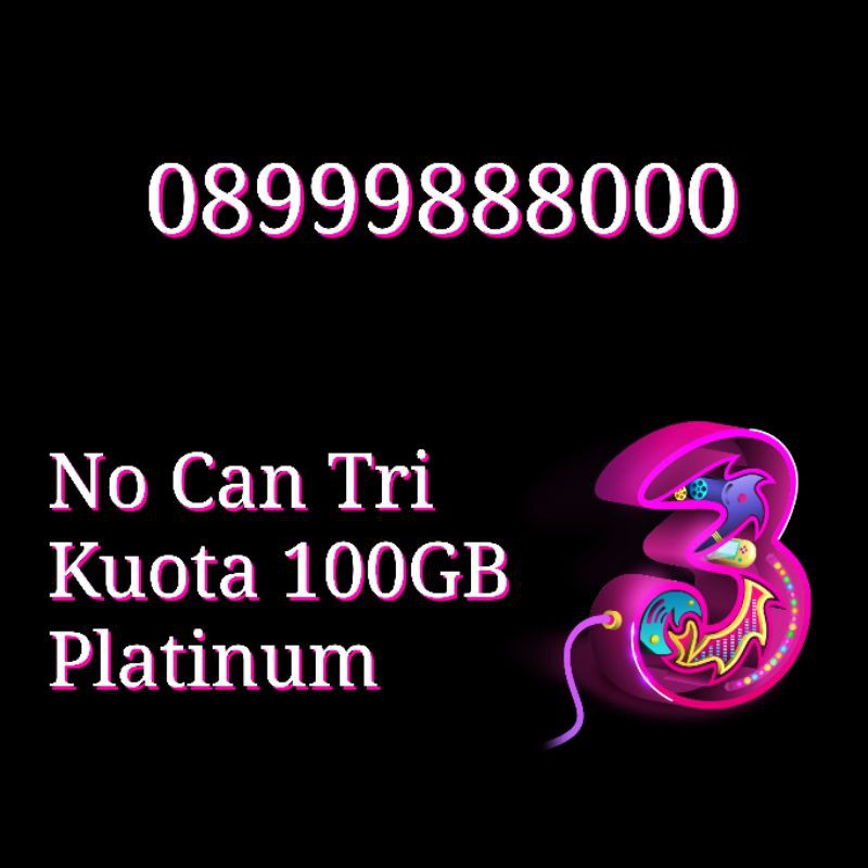 NOCAN Nomor Cantik 11 Digit Kuota 100GB Kartu Perdana 3 Tri Three 4G LTE PLATINUM