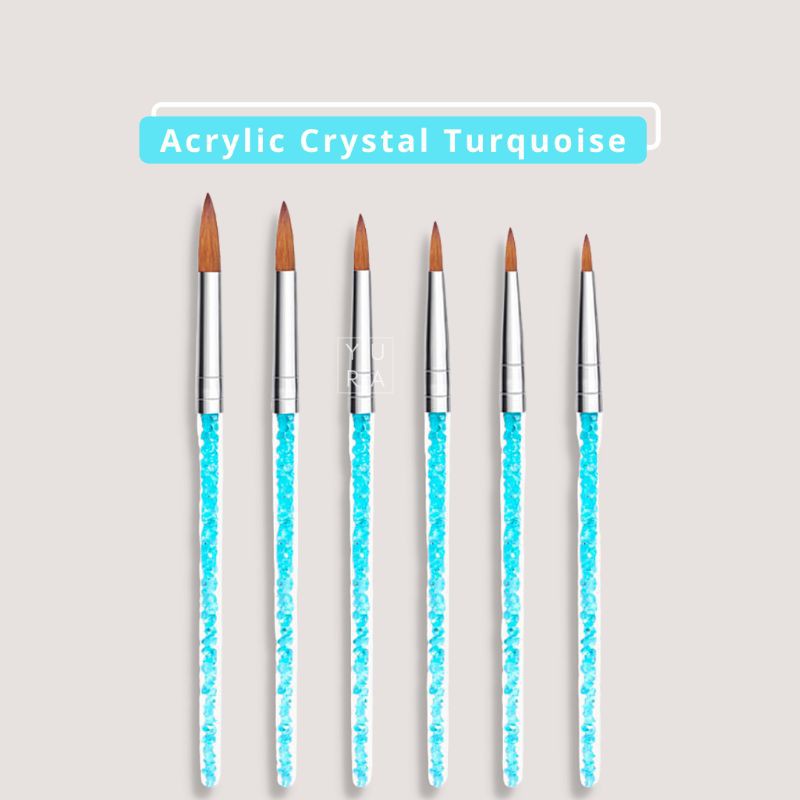 Brush Kuas Nail Art Acrylic Crystal Turquoise Painting 6 Size (NP-14)