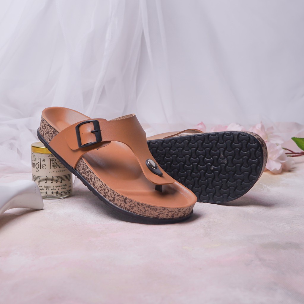 Sandal Jepit Wanita Model Birken Casual Sendal Puyuh Baru Kekinian