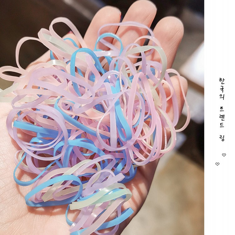 1000PCS/bag Women Children Disposable Rubber Elastic Hair Ties,Kids Girl Black Colourful Hairbands