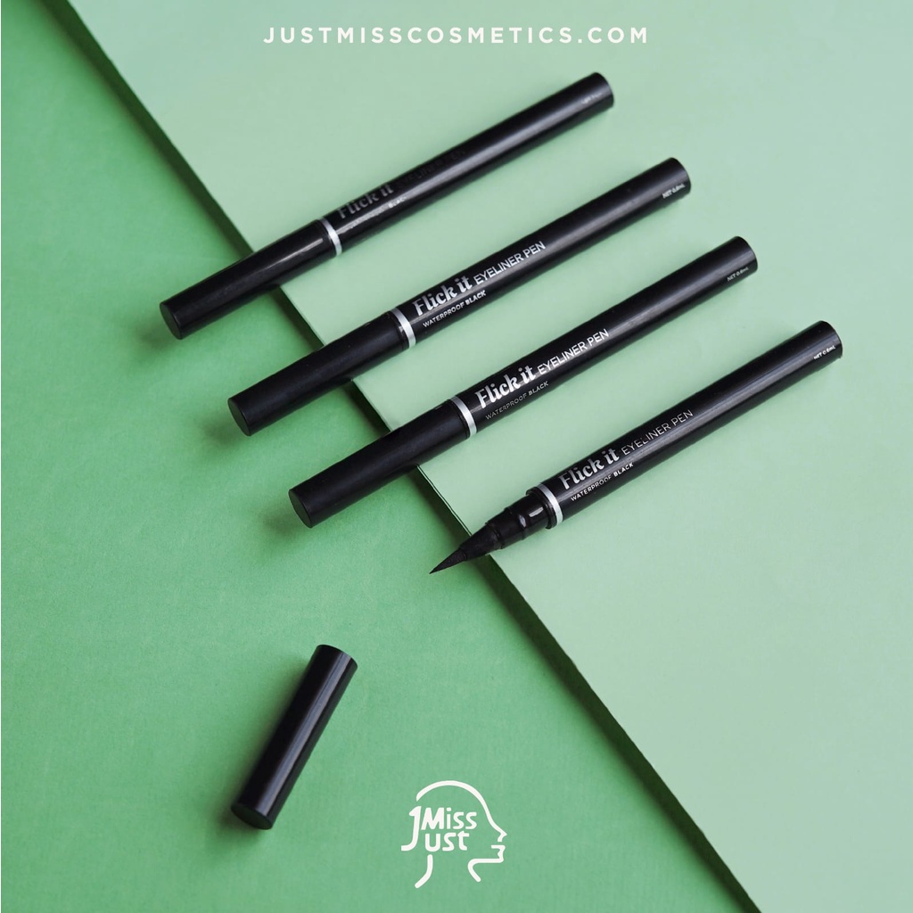 JUST MISS [FI] FLICK IT Eyeliner Spidol Tahan Air 0.6 ml Eyeliner Pen Waterproof Anti Air BPOM Black Hitam