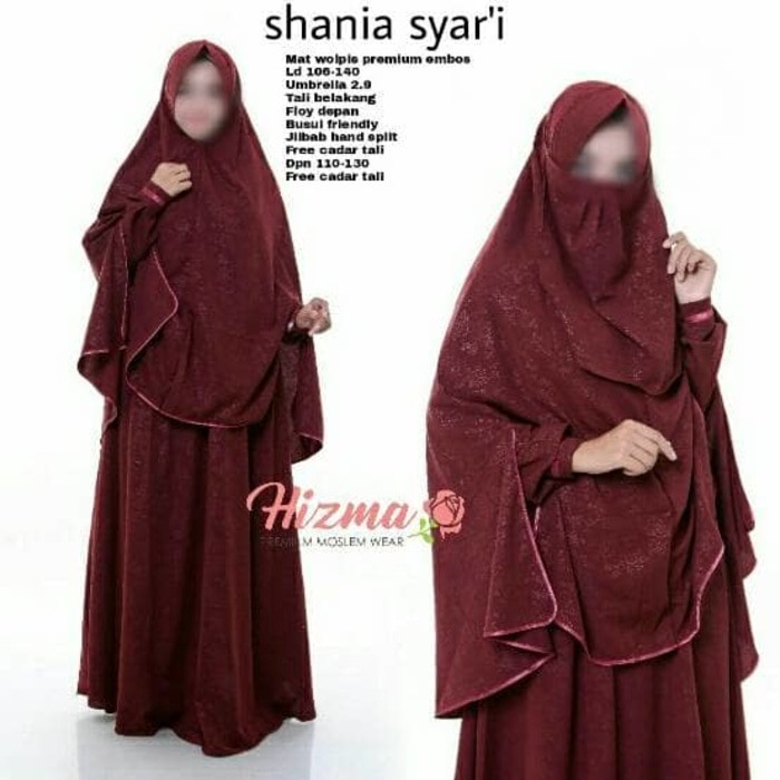 Original  Gamis Shania Set Syari Original Hizma Lengkap Khimar Dan Cadar