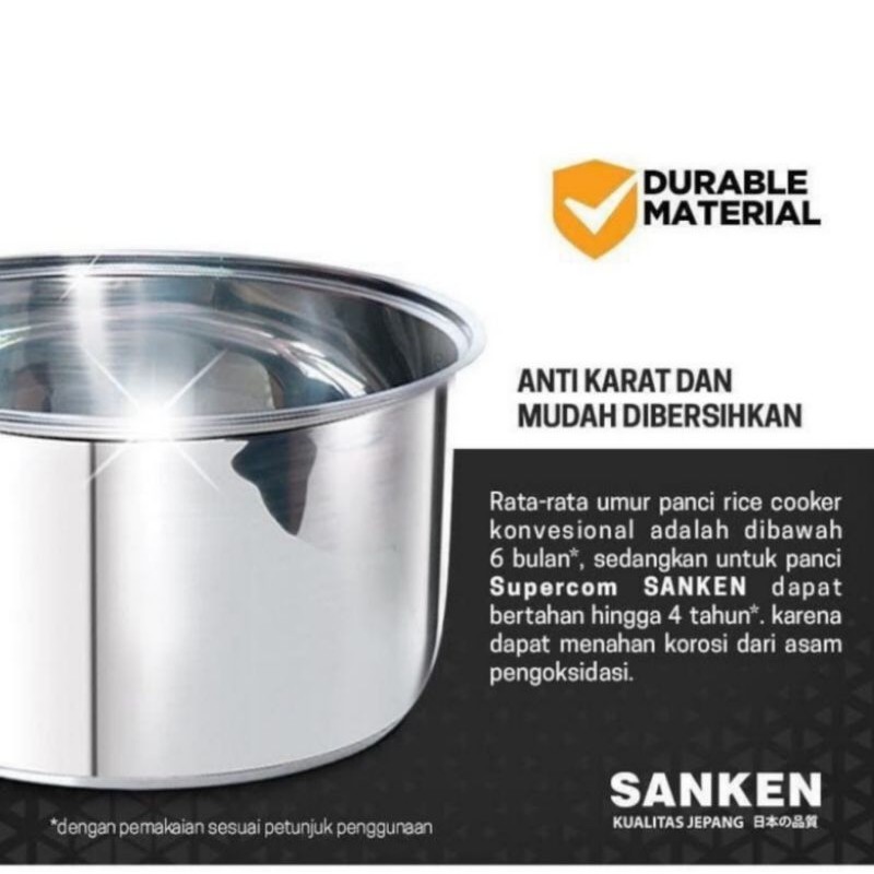 Rice cooker Sanken 1liter panci stainless 6in1,anti gores