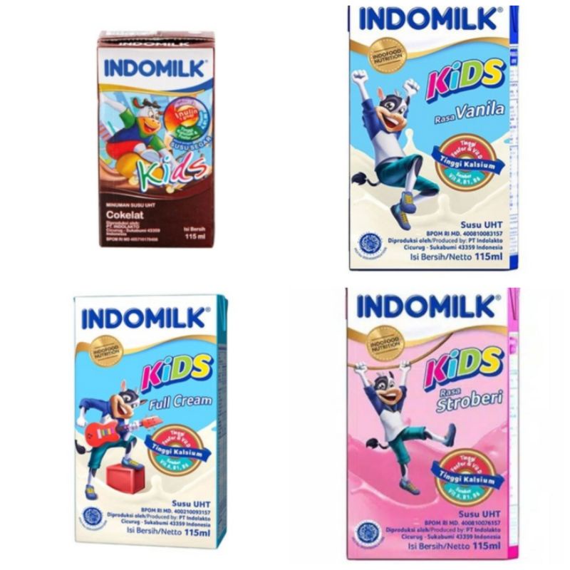 

INDOMILK KIDS ALL VARIANT 115 G COKLAT | VANILLA | FULLCREAM | STRAWBERRY