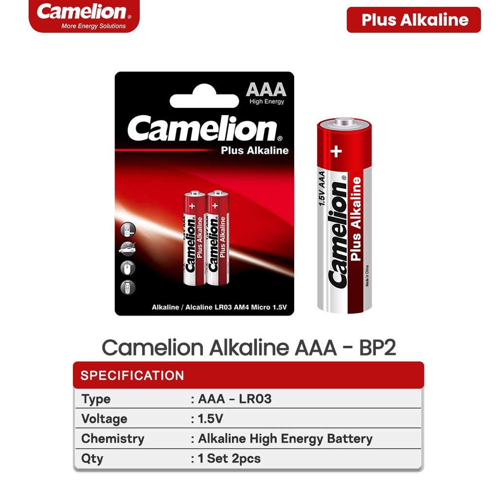 Camelion Baterai Alkaline AAA A3 Isi 2 pcs BP2 - Batteries AAA Alkaline  Batu Batre Alkaline