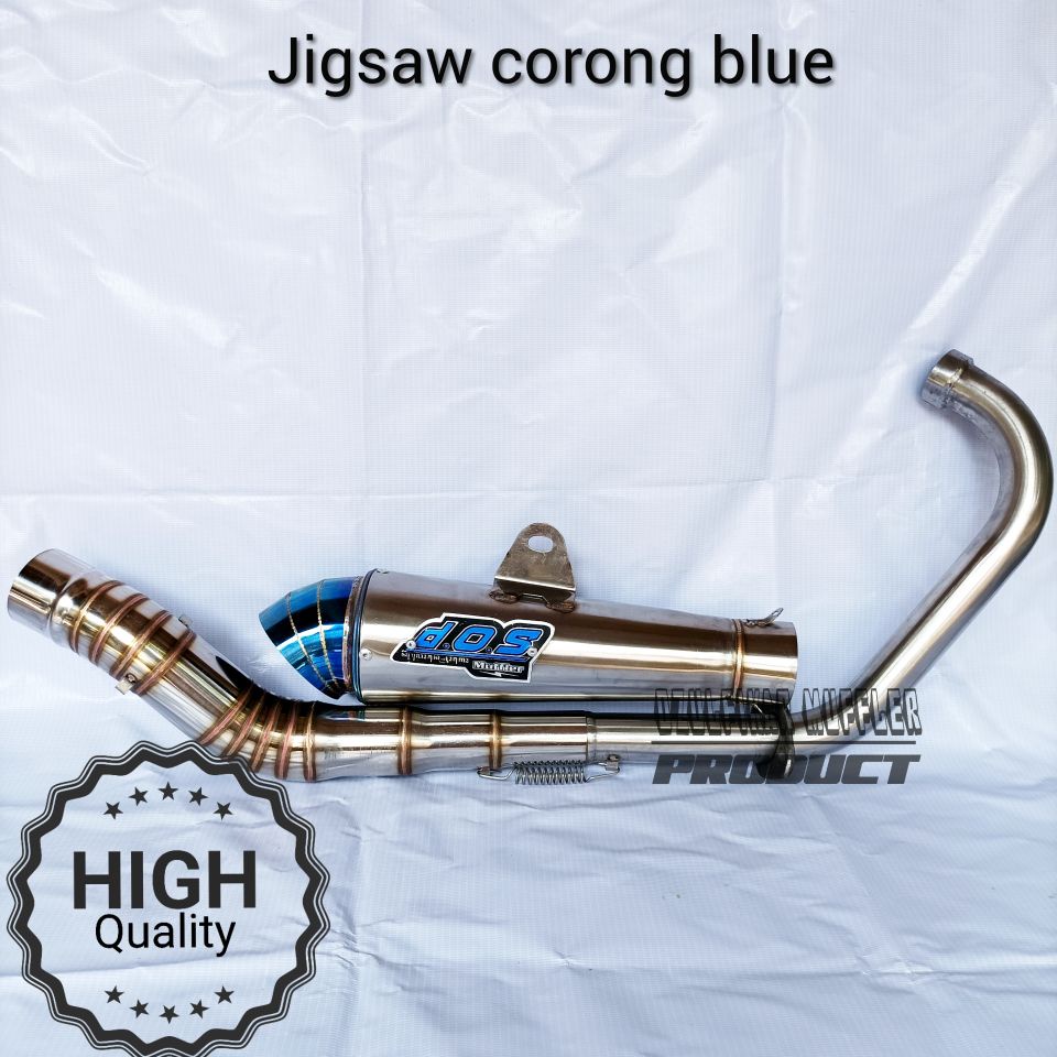 knalpot DOS muffler racing stainless cb glpro megapro tiger vixion satria fu dll-jigsaw corong blue
