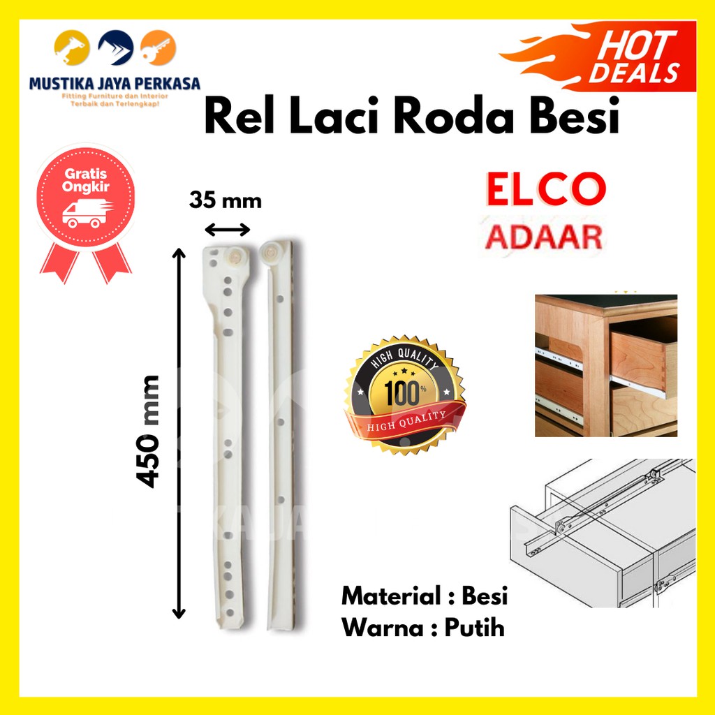 Rel Laci Roda Putih Hitam Huben Lenaga Elco Taco Bukan Double Track - 25 30 35 40 45 50 55 60