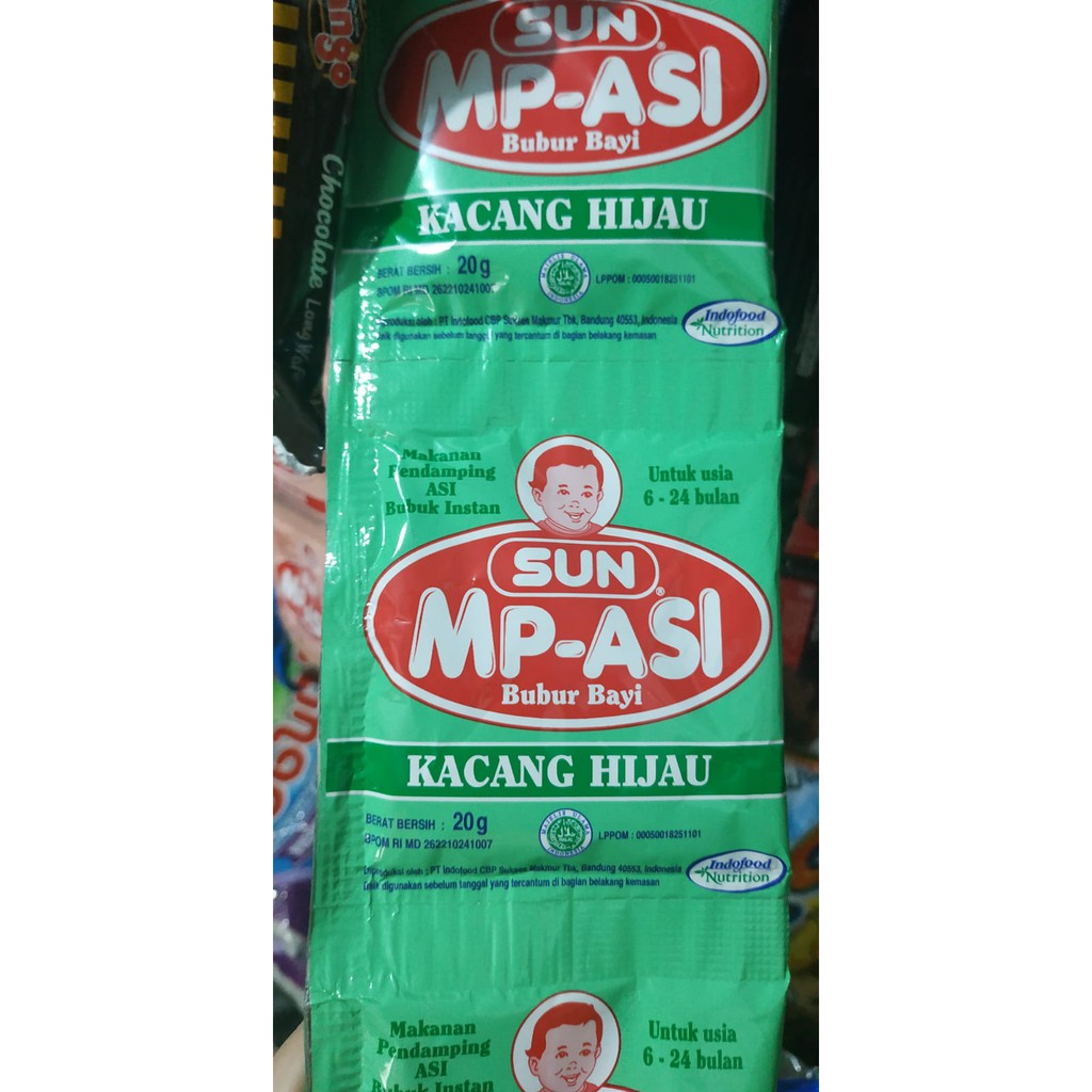 bubur SUN MP ASI 1 renteng isi  12sachet @20gram rasa kacang hijau beras merah